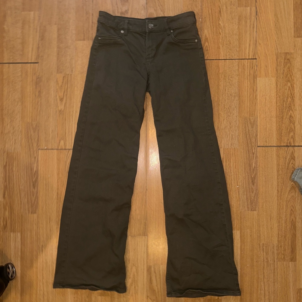 Green Flare Wide Leg Jeans
